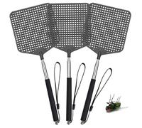 3 Pièces Tapette à Mouches carrée Extensible,Tapette à Mouches avec Poignée,Attrape-Mouches,Tapettes à Mouches Robustes,pour Mouches,Moustiques et Insectes,Noir