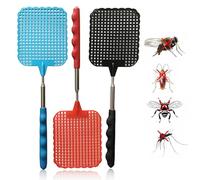 3 Pièces Tapette à Mouches, Extensible à Mouche, Tapetteà Mouche Telescopique avec Poignée Télescopique en Acier Inoxydable, Tapetteà Mouche Main, Portable Tapettes Anti Moustique pour Insectes