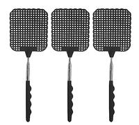 3 Pièces Tapette à Mouches Extensible,Durable Manuelle Télescopique Mouche Piège,Portable Tapettes Anti Moustique,pour Intérieur Jardin Moustiques Insectes(Noir)
