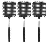 3 Pièces Tapette à Mouches Extensible Durable Manuelle Télescopique Mouche Piège Portable Tapettes Anti Moustique(Noir)
