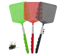 3 Pièces Tapettes à Mouches Extensible, Tapetteà Mouche Coloré, Contrôle des Ravageurs Manuel avec Poignée Télescopique Durable et Robuste, Léger et de Bonne Qualité (Noir, Rouge, Vert)