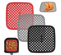 3 Pièces Tapis de Cuisson Carrés en Silicone pour Friteuse à Air,21.5x21.5cm Coussin de Friteuse à Air en Silicone Réutilisable,Tapis de Doublure de Friteuse à Air,pour Friteuse Sans Huile,Air Fryer