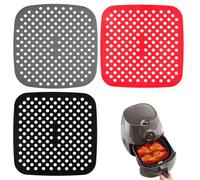 3 Pièces Tapis de Friteuse à Air, Tapis de Cuisson Carrés en Silicone pour Friteuse à Air, Tapis de Cuisson Vapeur Réutilisables pour Friteuse à Air Vapeur, Perforé, pour Parchemin Papier Remplacement