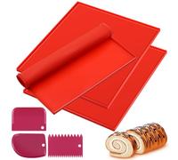 3 Pièces Tapis Silicone Patisserie,Moule Genoise Livré Avec Trois Grattoirs,Rouleau Suisse Plaque Silicone Patisserie,Revêtement Antiadhésif,Convient Pour La Cuisine, La Pâtisserie, Les Biscuits