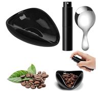 3 Pièces Tasse Doseuse de Grains de Café,Accessoires de Bar à Cafés en Céramique,avec Flacon Pulvérisateur, Cuillère pour Les Grains de Café, Les Feuilles de Thé, Les Épices, etc (Noir)