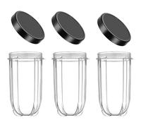 3 Pièces Tasses de Remplacement pour Magic Bullet Blender Mixeur, 470ml 250 W Magic Bullet Pièces de Rechange de Gobelet Bol en Verre Accessoires avec Couvercle