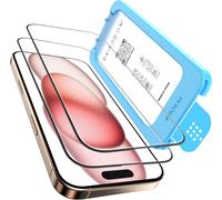 3 Pieces Tempered Glass For Iphone 15 Full Screen Protection With 9h Alignment Tool Anti-Static Invisible Diamond Screen