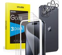 3 Pieces Tempered Glass For Iphone 15 Pro 6.7"" With 3 Pieces Rear Camera Protector, Heavy Duty Glass Screen Protector With Easy Alignment Tool