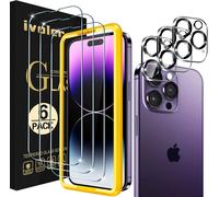 3 Pieces Tempered Glass Screen Protector For Iphone 14 Pro 6.7 Inch With 3 Pieces Rear Camera Protector, Easy Installation Tool, 9h Hardness, Anti-Scratch, Bubble-Free