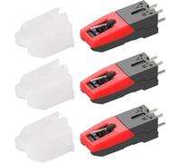 3 pièces tête et pointe de rechange rubis pour tourne-disque et système Hi-Fi cartouches pour 33 45 et 78 tr/min Lecteur de disques phonographiques LP (Rouge)