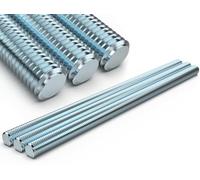 3 Pièces Tige Filetée M10 Galvanisé Tige Filetée en Acier au Carbone Tige Filetée Goujon Ancrage Tige Filetée avec Filetage Métrique Complet, Classe de Résistance 4.8, DIN 975 Tige Metal (Argent)