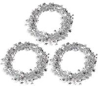 3 Pièces Tinsel Étoile de Noël, Ruban Guirlande Suspendue pour Sapin, Décoration de Fête, 7,5 Mètres (Argent)