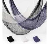 3 Pièces Tissu Halloween Noir 185x80cm - Gaze Effrayante Décoration pour Maisons Hantées, Intérieur & Extérieur, Facile à Découper, Réutilisable, Idéal pour DIY et Fêtes