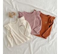 3 pièces Top à col ras du cou en tricot doux avec lettres mignonnes, arc-en-ciel et soleil brodés, convient pour l'automne/l'hiver, l'intérieur et l'extérieur 6-9M,9-12M,12-18M,18-24M,2-3YÉtoffe