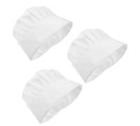 3 Pièces Toque de Chef Plissée Blanche en Coton pour Adultes