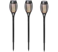 3 pièces - Torche de jardin - Solaire - Effet de flamme réaliste - 48 cm - Durée de combustion 6-8 heures