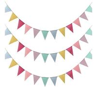 3 pièces Triangle Vintage Decoration,12M 36 Guirlande de Fanions Chaîne de fanions Drapeaux Guirlande de Fanions pour la fête de Mariage Noël fête d'anniversaire de Mariage décoration Banner Wimpel