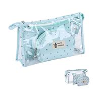3 Pièces Trousse de Maquillage Transparente,Trousse de Toilette en Imperméable PVC,Sac Cosmétique de Voyage,Cosmétique Organisateur pour Hommes,Femme (blu)