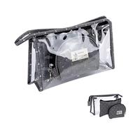 3 Pièces Trousse de Maquillage Transparente,Trousse de Toilette en Imperméable PVC,Sac Cosmétique de Voyage,Cosmétique Organisateur pour Hommes,Femme (Grigio)