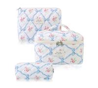 3 Pièces Trousse De Toilette, Grande Trousse De Toilette Trousse De Toilette Femme Trousse Maquillage Trousse Toilette Voyage Trousse Aesthetic Trousse De Toilette Stitch(Fleurs De Losange