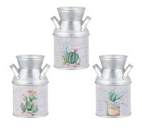 3 Pièces Vase à Fleurs Rétro avec Anse en Fer-Blanc Décoratif