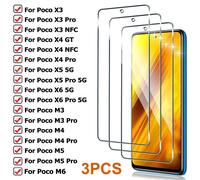3 pièces verre de protection pour Poco X3 X4 GT X5 X6 Pro NFC 5G protecteur d'écran pour Xiaomi Poco M6 M5 M5S M4 M3 M2 Pro Film de verre For POCO X5 5G