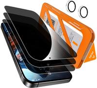 3 Pièces Verre Trempé Anti-Espion Pour 17 + 1 Jeu Protection Caméra Arrière, [12 Pieds Qualité Militaire Vitre Protection], 28°Anti-Spy Pour Iphone 2025, Auto-Install 1s, Coque Compatible
