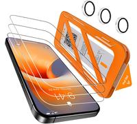 3 Pièces Verre Trempé Pour 17 Pro Max + 1 Jeu Protection Caméra Arrière, Top 9h+ Glass Film Pour Iphone 2025, [12 Pieds Qualité Militaire Protection Écran], Auto-Install 1s, Coque Compatible