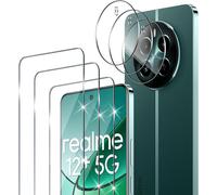 3 Pièces Verre Trempé Pour Realme 12 Plus/Realme 12+ 5G/Realme 12 4G (No 5G) Avec 3 Pièces Caméra Arrière Protecteur, Dureté 9H Film Protection Écran En Sans Bulles, Ultra Hd Film Vitre Trempé