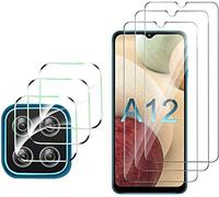 [3 pièces] Verre Trempé pour Samsung Galaxy A12,Protection d'écran.[3 pièces] Caméra Arrière Protecteur.Film Protection écran - sans Bulles d'air,0,33mm HD Ultra Transparent Dureté 9H Glass