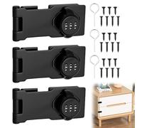 3 Pièces Verrou De Porte Pour Armoire,5 Pouces Serrure À Combinaison Avec Vis,Loquet De Portail Avec Serrure À Combinaison,Combinaison Verrouillable Avec Code À 3 Chiffres,Noir,Kiuiom