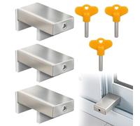 3 Pièces Verrous de Bloque Porte Coulissante avec Clé et Limiteur de Sécurité pour Enfants, Verrou Baie Coulissante - Protection pour Fenêtres Coulissantes et Portes en Verre