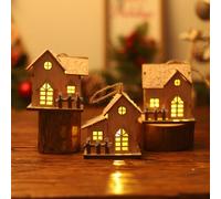 3 PièCes Village De Noel en Bois, Maison Village De Noel Miniature, Maisons De NoëL avec LumièRes, Peut êTre Utilisé comme DéCoration De NoëL, DéCoration De Maison (B)