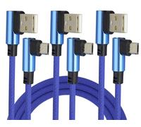 3 Pieds90degrés Micro Usb Mâle Vers Usb 2.0 Mâle Nylon Tressé Pour Câble Synchronisation Charge Rapide Convient Aux Téléphones Android,Téléphones Intelligent Etc(Bleu/3pack)