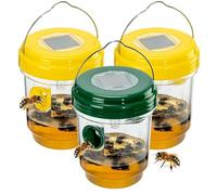 3 pièges à frelons avec lumières LED - Pièges à frelons et guêpes réutilisables à double entrée pour l'extérieur, pour jardins, balcons et autres espaces extérieurs