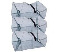 3 Pièges à Poisson 8x8x21 en Nylon Piège à Minnow Portable Pliable avec 2 Trous d'entrée et Ouverture Glissière Filet de pêche en Plein air Piège Poisson Pièges Minnow pour la pêche au Filet