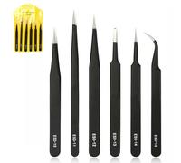 3 Pince à Epiler de Précision,Pincettes de précision ESD Antistatiques en Acier Inoxydable,Souder de précision Tweezers, pour Électronique, Laboratoire, Bijoux, Réparation d'Équipements