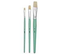 3 Pinceaux - Plat - Acrylique Et Huile - N°4 N°10 N°18 - Manche Court - Pébéo