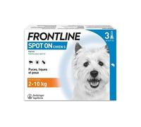 3 Pipettes antiparasitaires SPOT ON Chien 2 a 10 kg Puces tiques pou