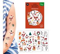3 planches de tatouages temporaires à coller pour enfants, Motif : Noël, Tatouages éphémères 100% vegan et hypoallergéniques, idée cadeau de Noël