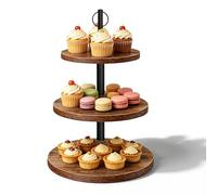 3 Plateaux Presentoir A Gateau En Bois,50.8CM Présentoir A Cupcakes En Boiss,Tour A Cupcakes,Présentoir A Gâteaux En Boiss,Support A Cupcakes Pour Fêtes,Hôtels,Café,Cupcakes,Ø 30/25/20CM(Bois)