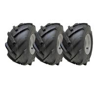 3 Pneus 18x9.50-8 Open Centre montés sur jantes acier pour rotovateur, 4 crampons, PCD 100 mm, sans chambre à air