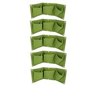 3 poches 5 pièces sacs de culture de plantes mural dégradable 3 poches jardinière accessoire de jardin mural suspendu jardinière murale clôture balcon jardin vertical jardin suspendu mural(vert)