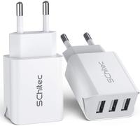 3-Port Usb Mains Charger Wall Charger 2 Pack 15w/3.1a Universal Usb Adapter Compatible With Iphone 15 14 13 12 Xs Xr, Huawei P20, Samsung Galaxy Note