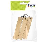 3 Porte-clés en bois rectangles - 10 x 2 x 0,5 cm Beige G