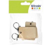 3 Porte-clés en bois rectangles - 5,5 x 3,5 x 0,5 cm Beige G
