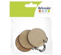 3 Porte-clés en bois ronds - 5 x 0,5 cm Beige G