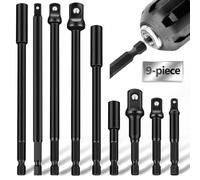 3 Porte Embout Visseuse (Porte Embout Magnetique 15/10/6 cm) et 6 Douille (Tige Hexa 1/4 vers Carré 1/4 3/8 1/2) pour vissseuse Sans Fil Visseuse à Chocs etc pour Meubles Entretien Automobile et DIY