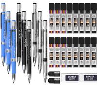 3 Porte Mines 2mm, Art Mignon Crayon Mécanique Criterium Avec Hb & 2b Mines (Couleurs & Noir) Gommes, Taille Crayon Pour Enfant Étudiant Dessin Esquisse Architecture Écriture Charpentier