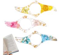 3 Porte Page de Livre de Fleurs, Support de Page de Livre de Pouce pour la Lecture Transparent, Anneau de Pouce Fleurs SéChéEs, pour Enseignants Étudiants Les Amateurs de Livres